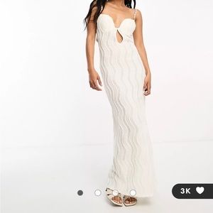 NWT ASOS design Pearl trim lace maxi dress